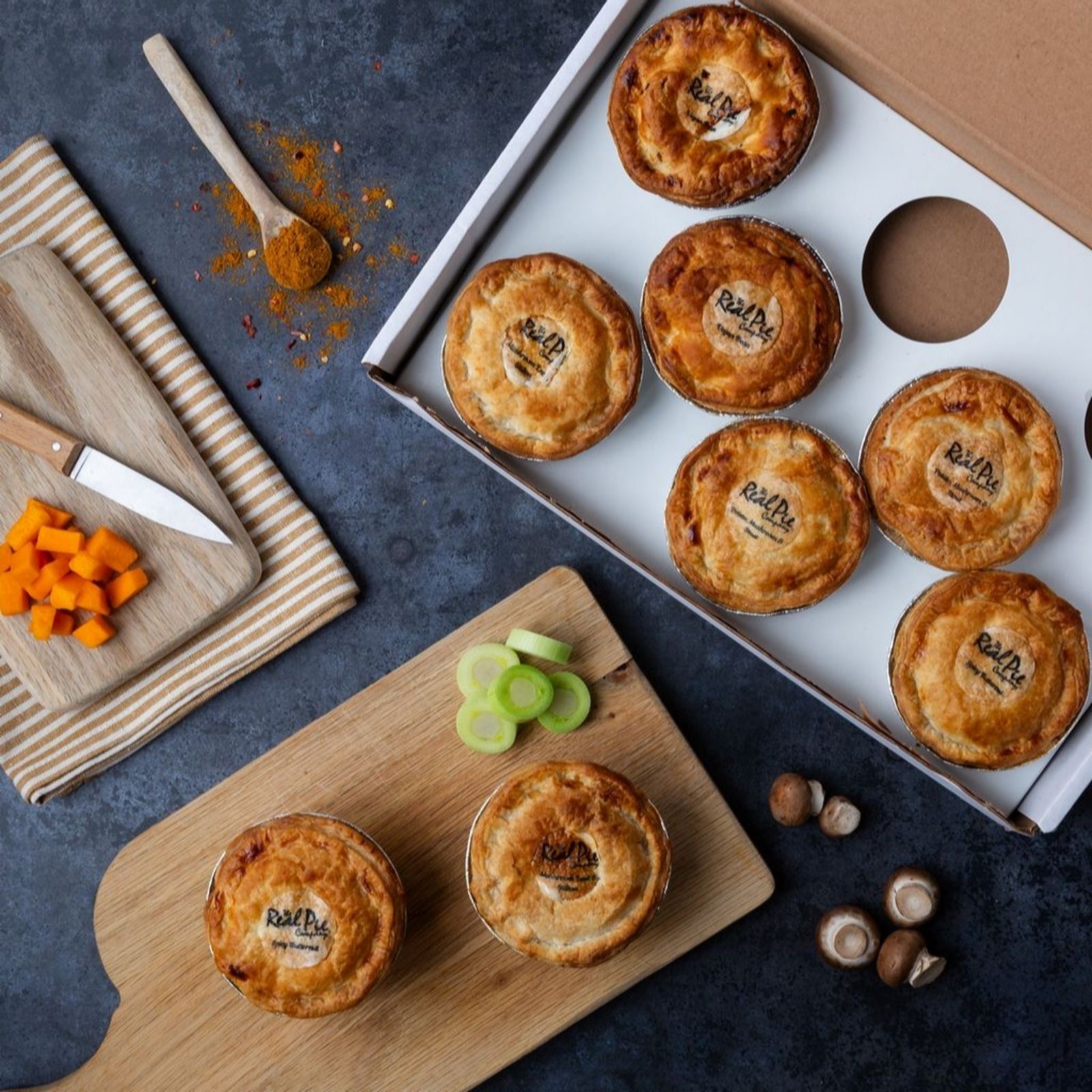 The Real Pie Co Set of 8 Veggie Pies 145g