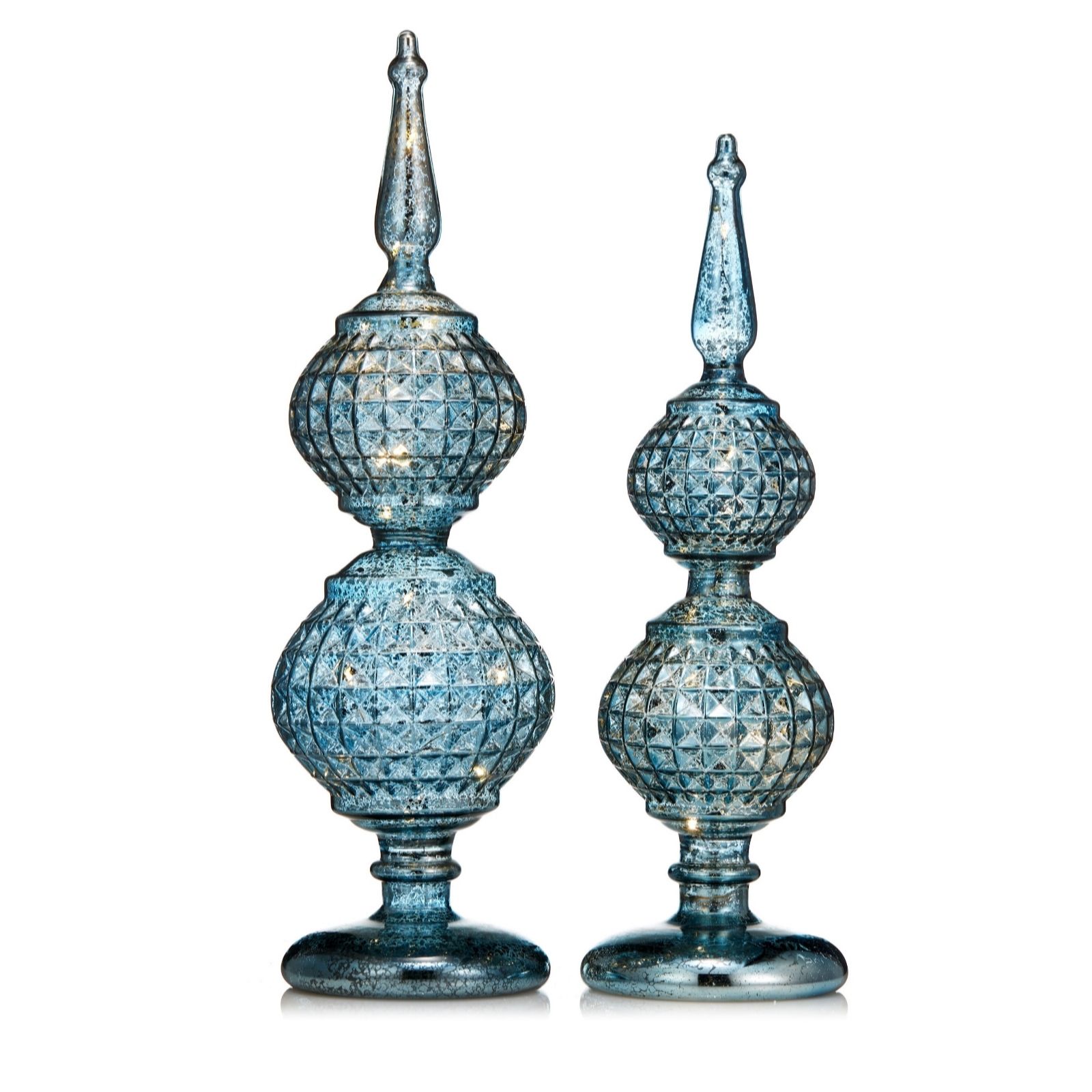 Outlet Alison Cork Set of 2 Mercury Glass Tabletop Decorations QVC UK