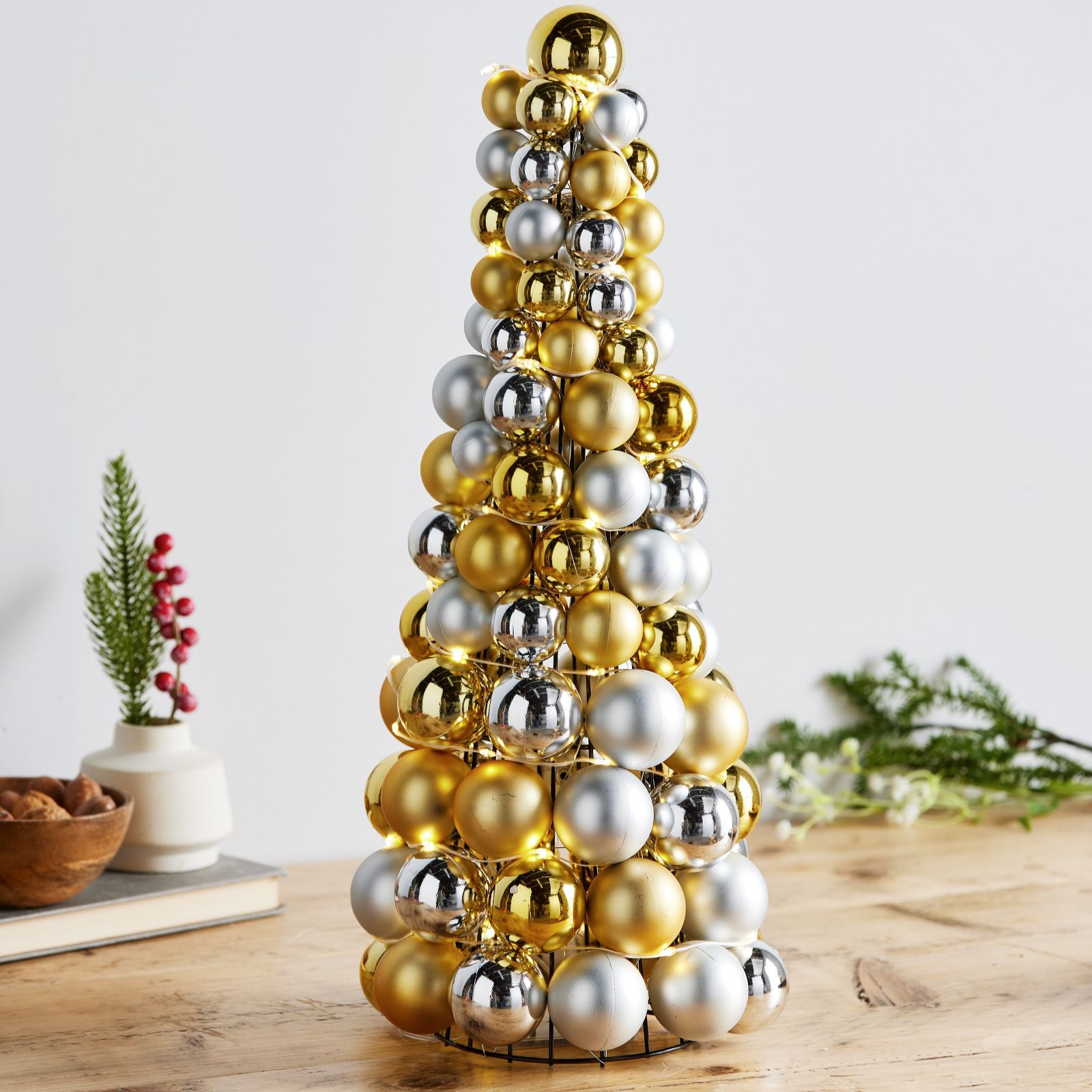 Home Stories 50cm Pre Lit Shatterproof Bauble Tree