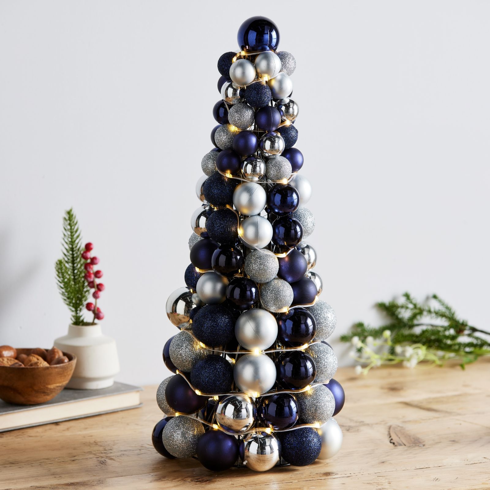 Home Stories 50cm Pre Lit Shatterproof Bauble Tree