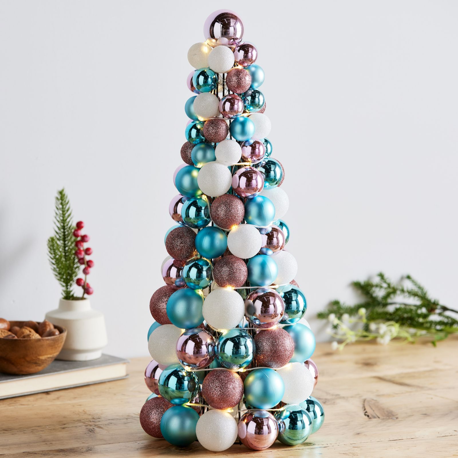 Home Stories 50cm Pre Lit Shatterproof Bauble Tree