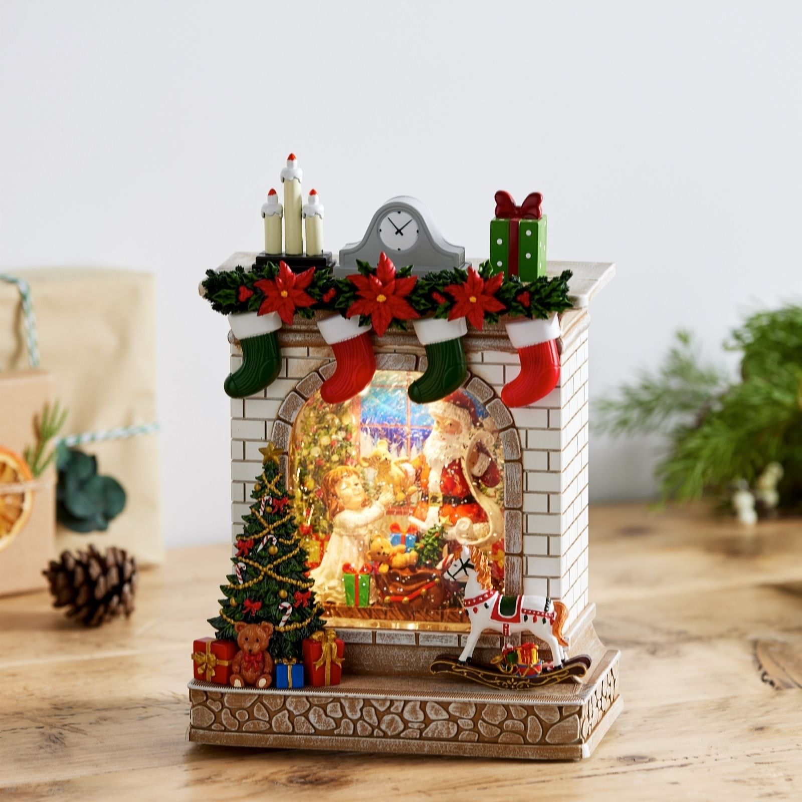 Outlet Santa Express Pre Lit Fireplace Water Spinner