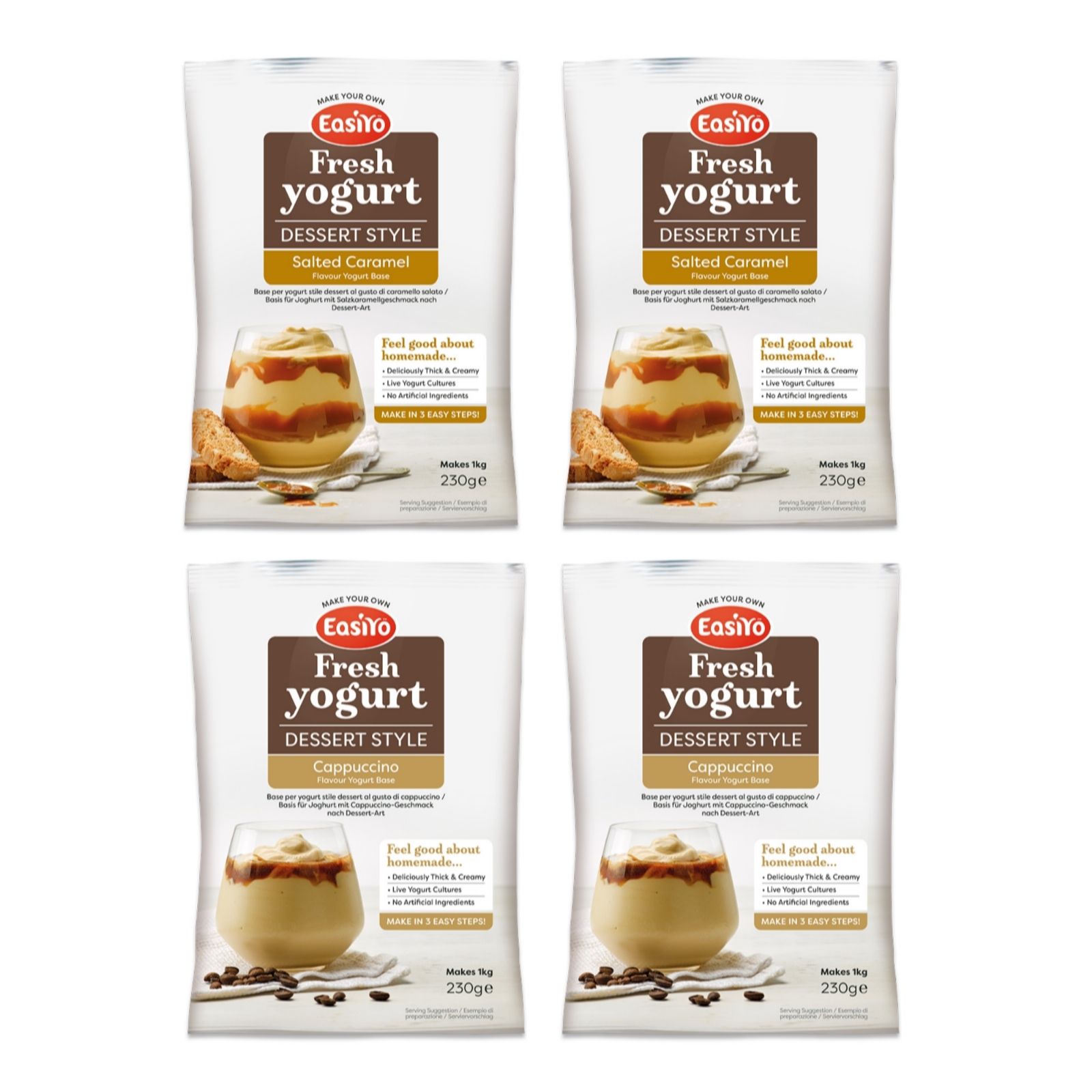 Easiyo Set of 4 Dessert Style Coffee & Caramel Yoghurt Selection