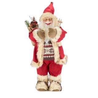 Festive Pre Lit Fair Isle Jumper Santa with Skis