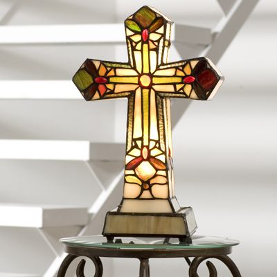 Stained glass deals cross lamp