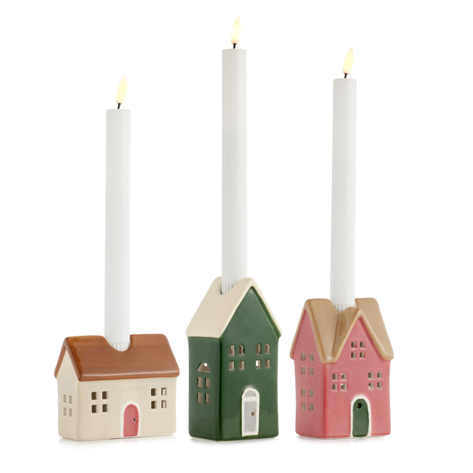Outlet Home Reflections Set of 3 Candle Holder with LED Candle