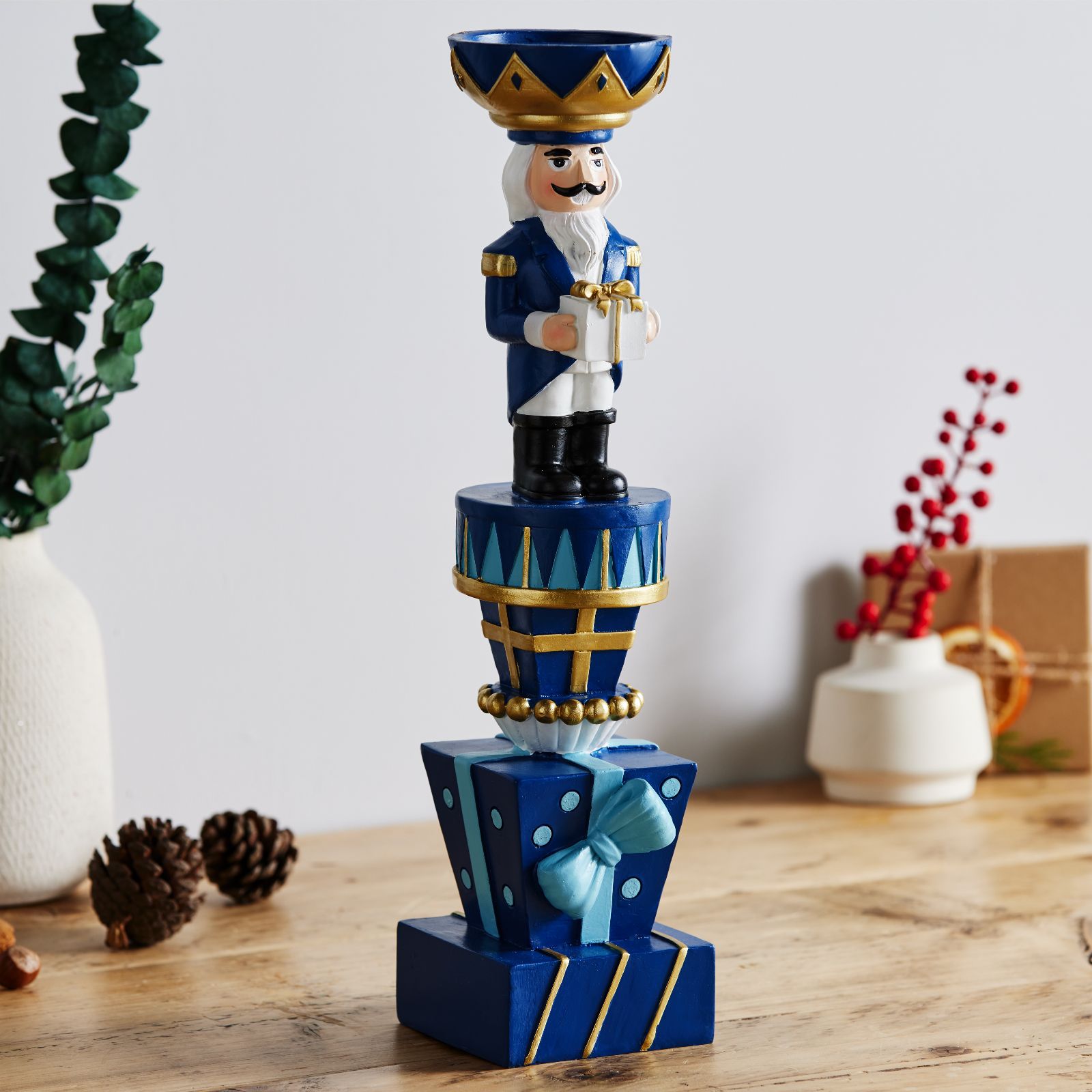 Santa Express 41cm Nutcracker Present Candle Holder