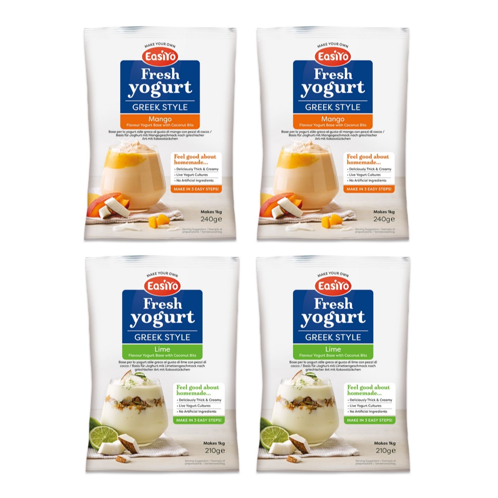 EasiYo Set of 4 Greek Style Coconut Selection