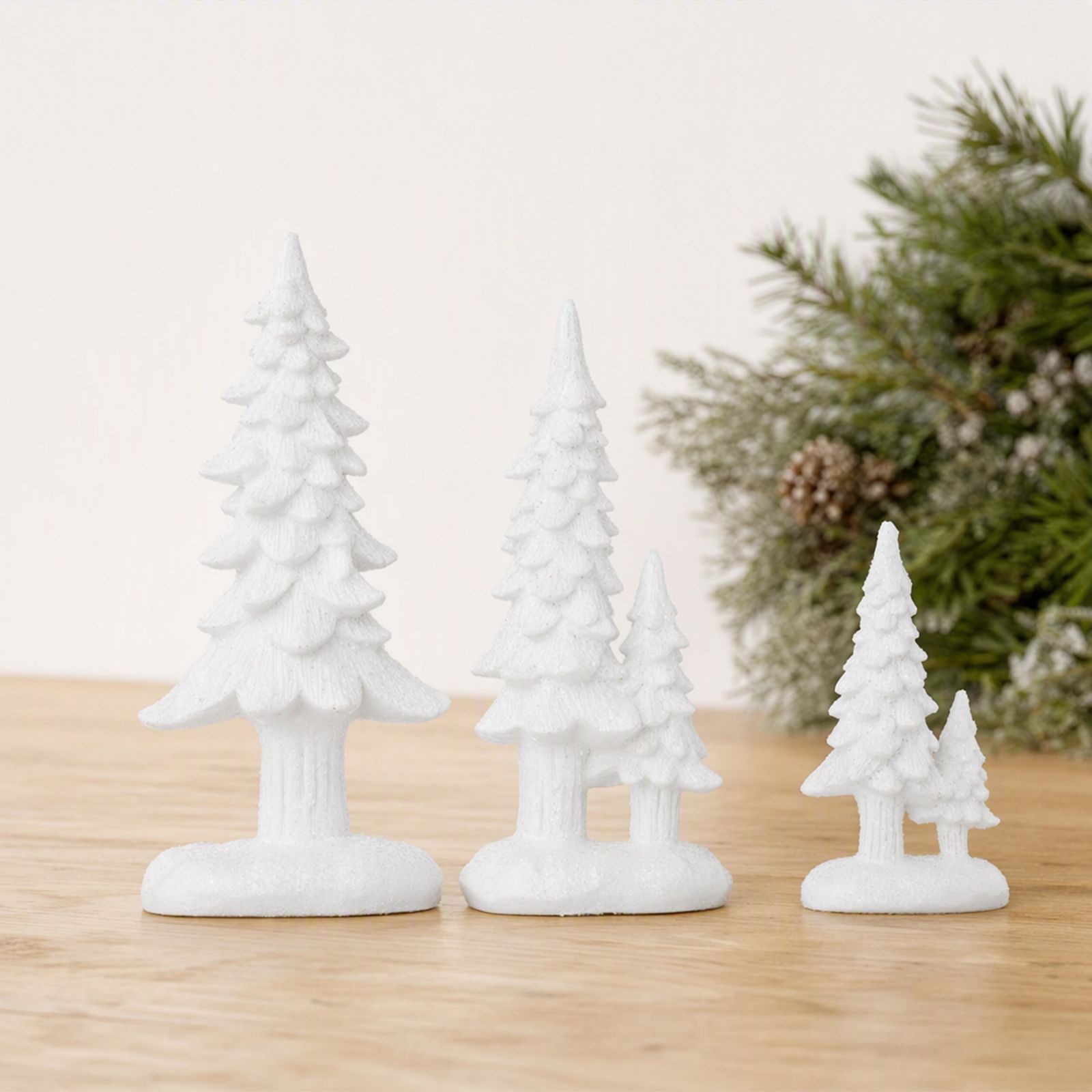 Home Stories Set of 3 White Frosted Glitter Trees