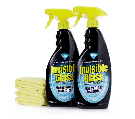 Invisible Glass Set of 2 x 650ml Spray Bottles with 2 Microfibre Cloths