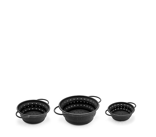 Cook's Essentials Set of 3 Foldable Silicone Colanders