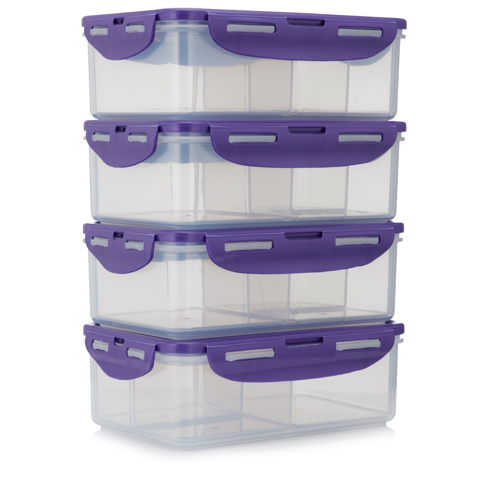 Lock & Lock Set of 4 Rectangles with Divider Inserts