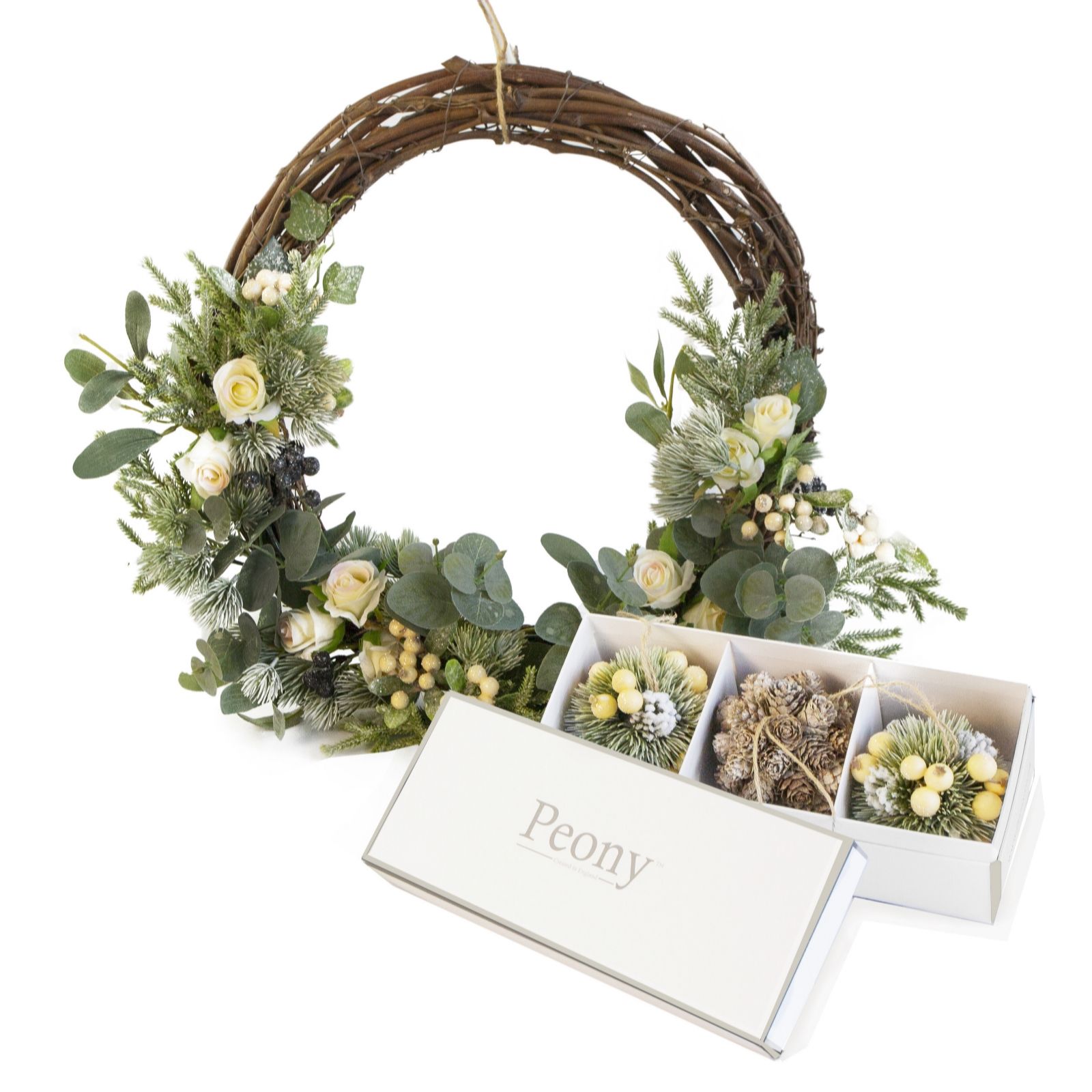 Peony Nordic Wreath and Hanging Ball Set