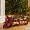 Festive 56cm Pre Lit Wooden Train Scene