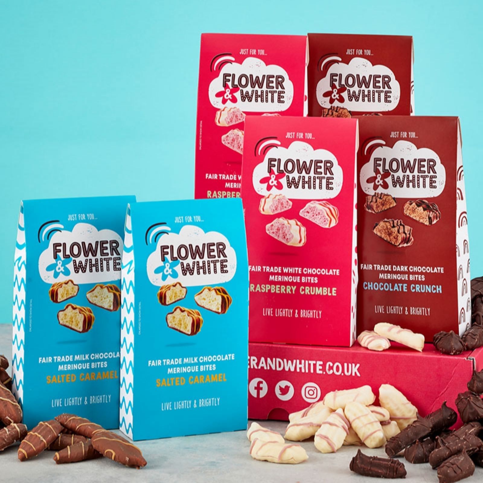 Flower & White Meringue Bites Set of 6 Gift Boxes