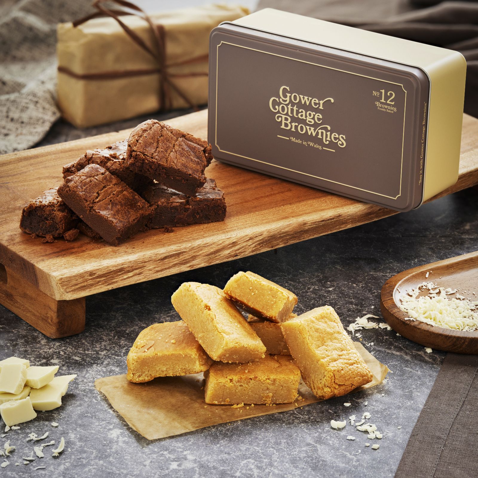 Gower Cottage Double Flavour Chocolate Brownies in Gift Tin