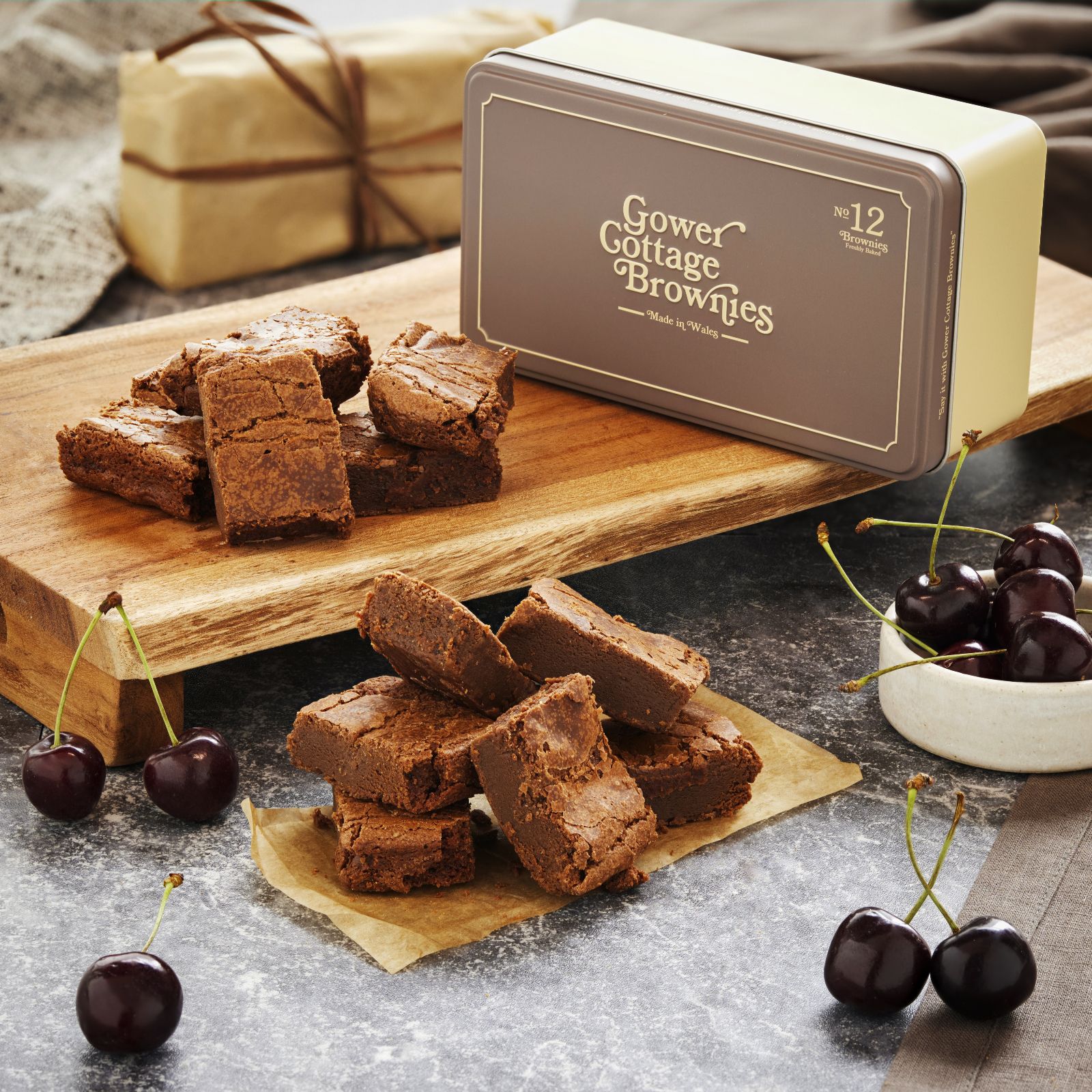 Gower Cottage Double Flavour Chocolate Brownies in Gift Tin
