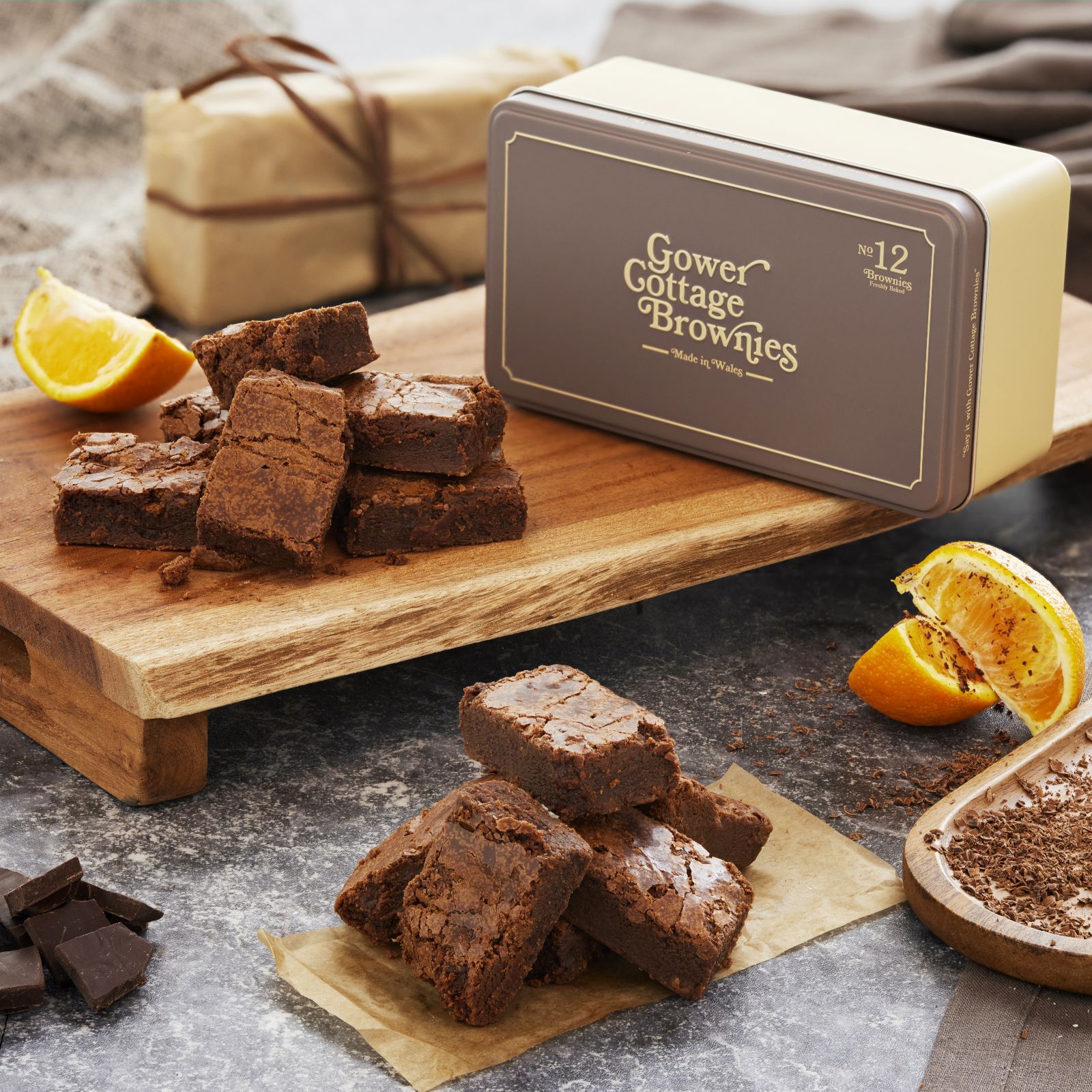Gower Cottage Double Flavour Chocolate Brownies in Gift Tin