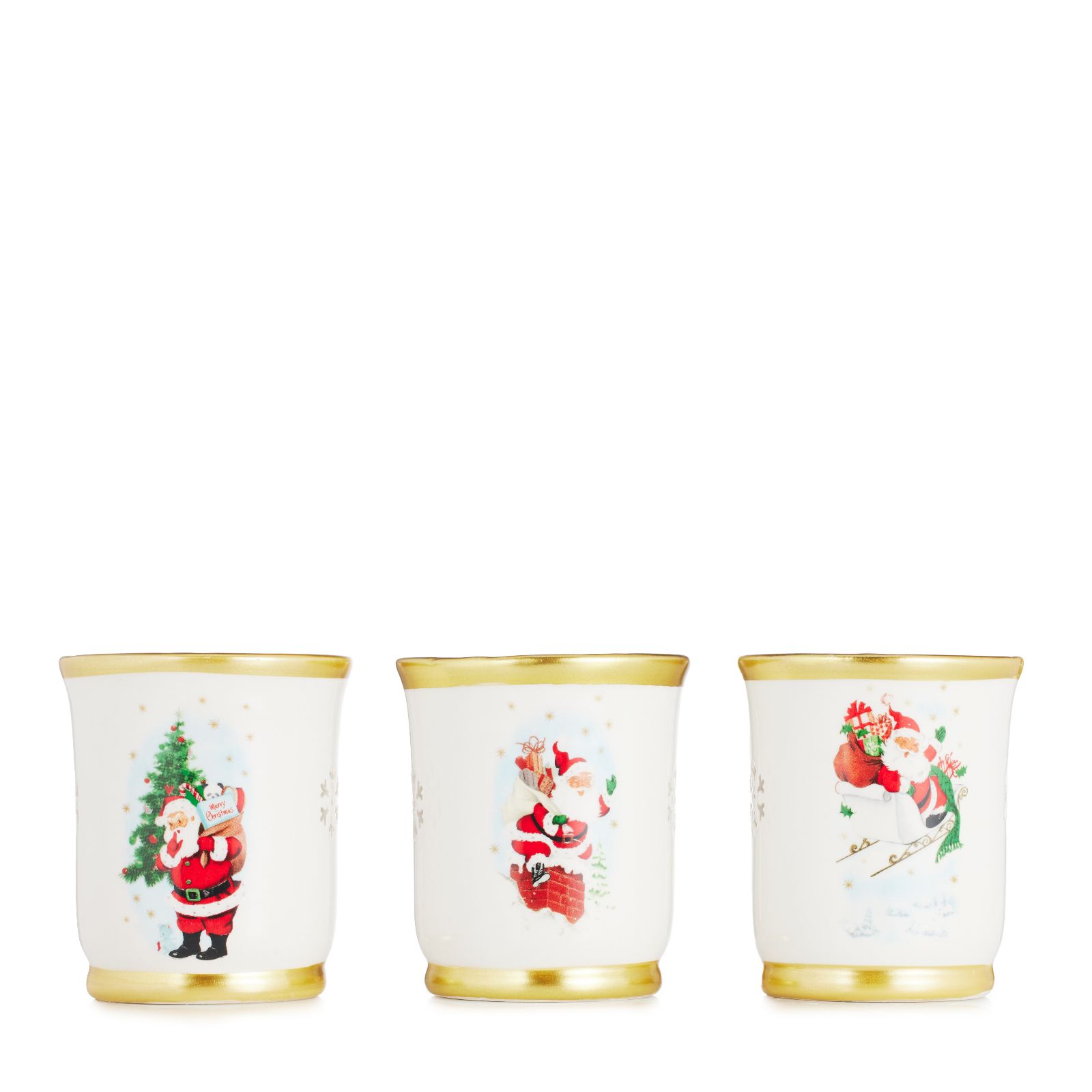 Mr Christmas Set of 3 Pre-Lit Ceramic Hurricanes With Giftbag