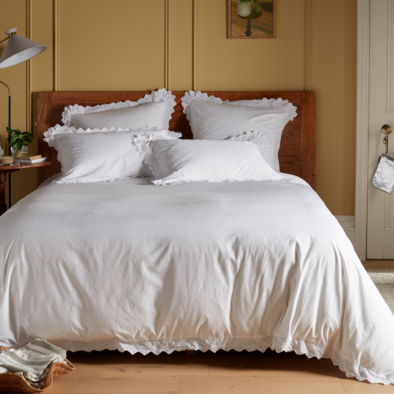 Secret Linen Store Valerie 100% Cotton 3 Piece Duvet Set with Decorative Trim