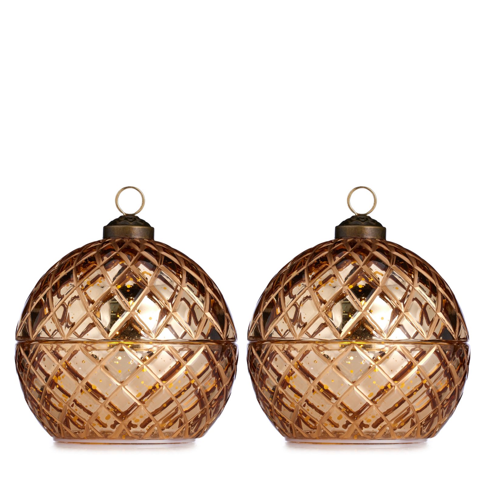 Outlet Festive 2 Wax LED Candle In Glass Decorative Ball