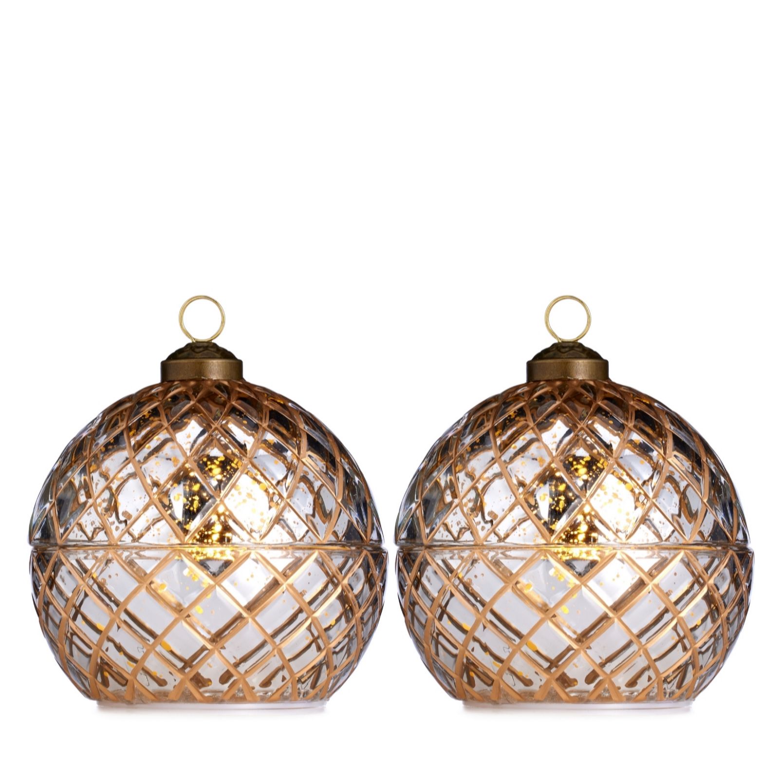 Outlet Festive 2 Wax LED Candle In Glass Decorative Ball