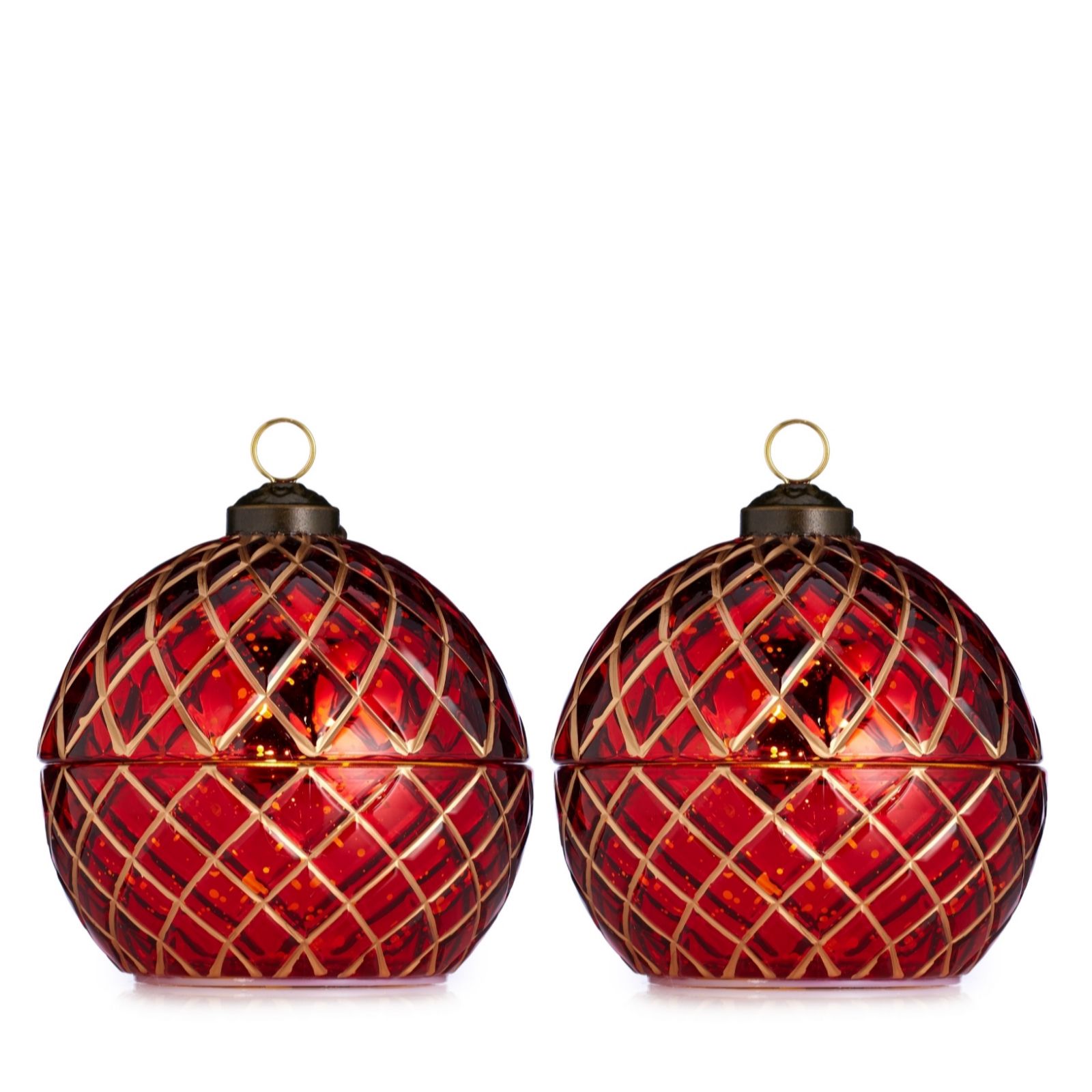 Outlet Festive 2 Wax LED Candle In Glass Decorative Ball