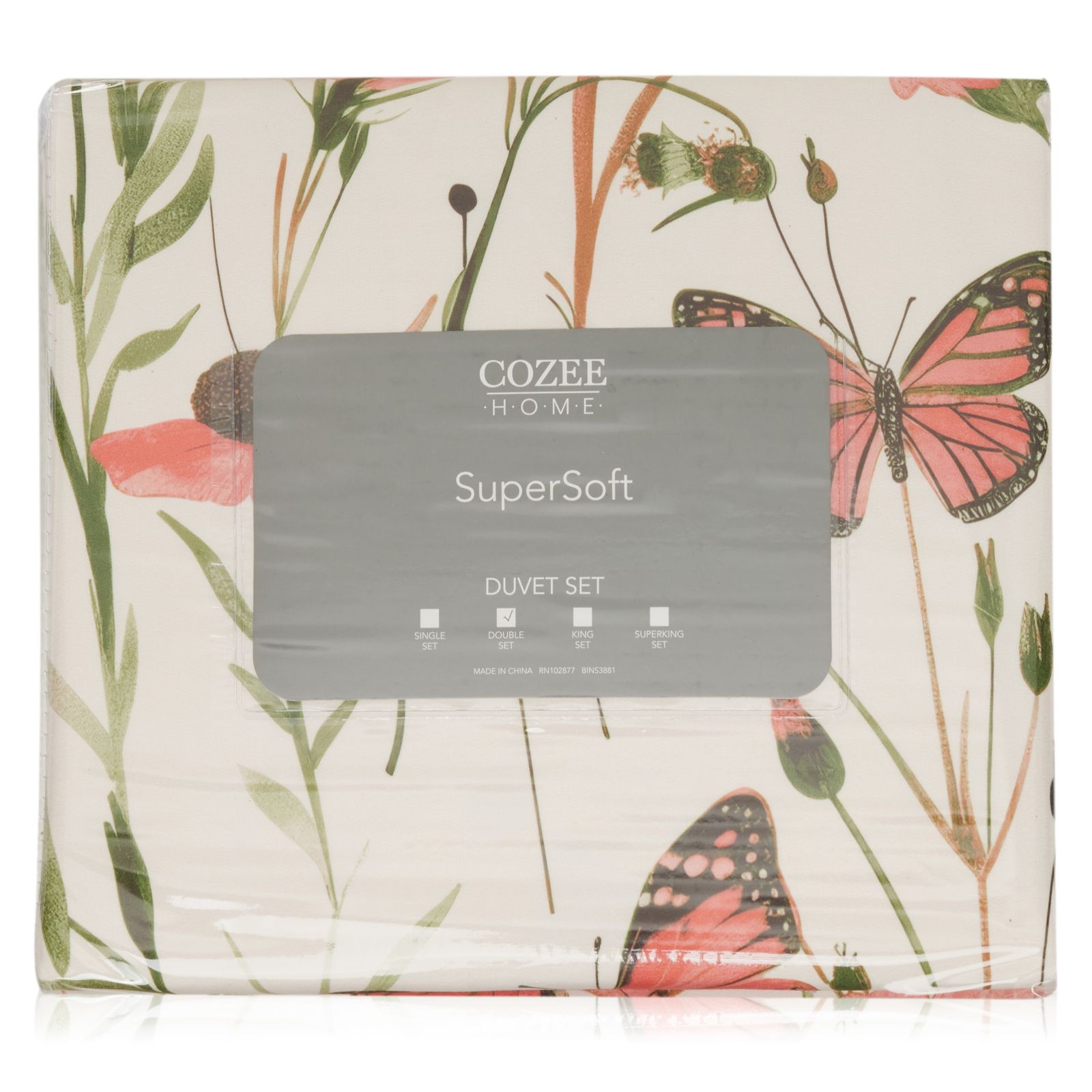 Supersoft by Cozee Home Poppy Butterfly 3 Piece Duvet Set