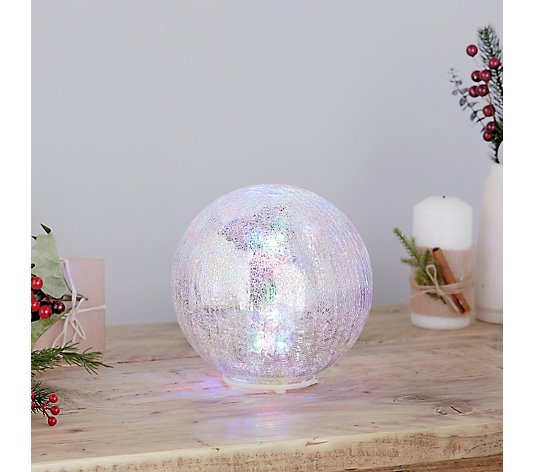 Mr Christmas 8" Glass Crackle Sphere with Rotating Light