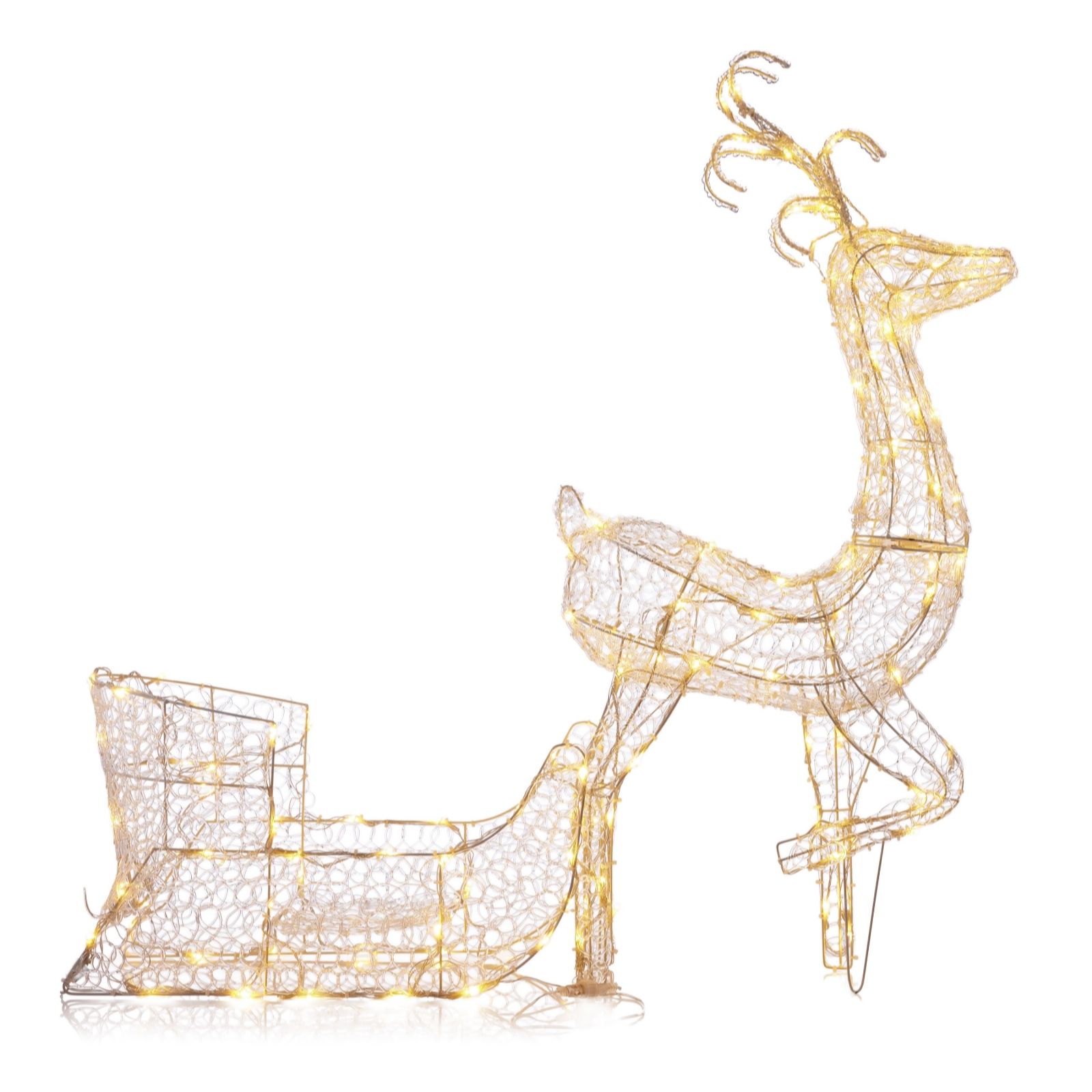 Home Stories Indoor Outdoor Pre Lit Reindeer & Sleigh Decoration