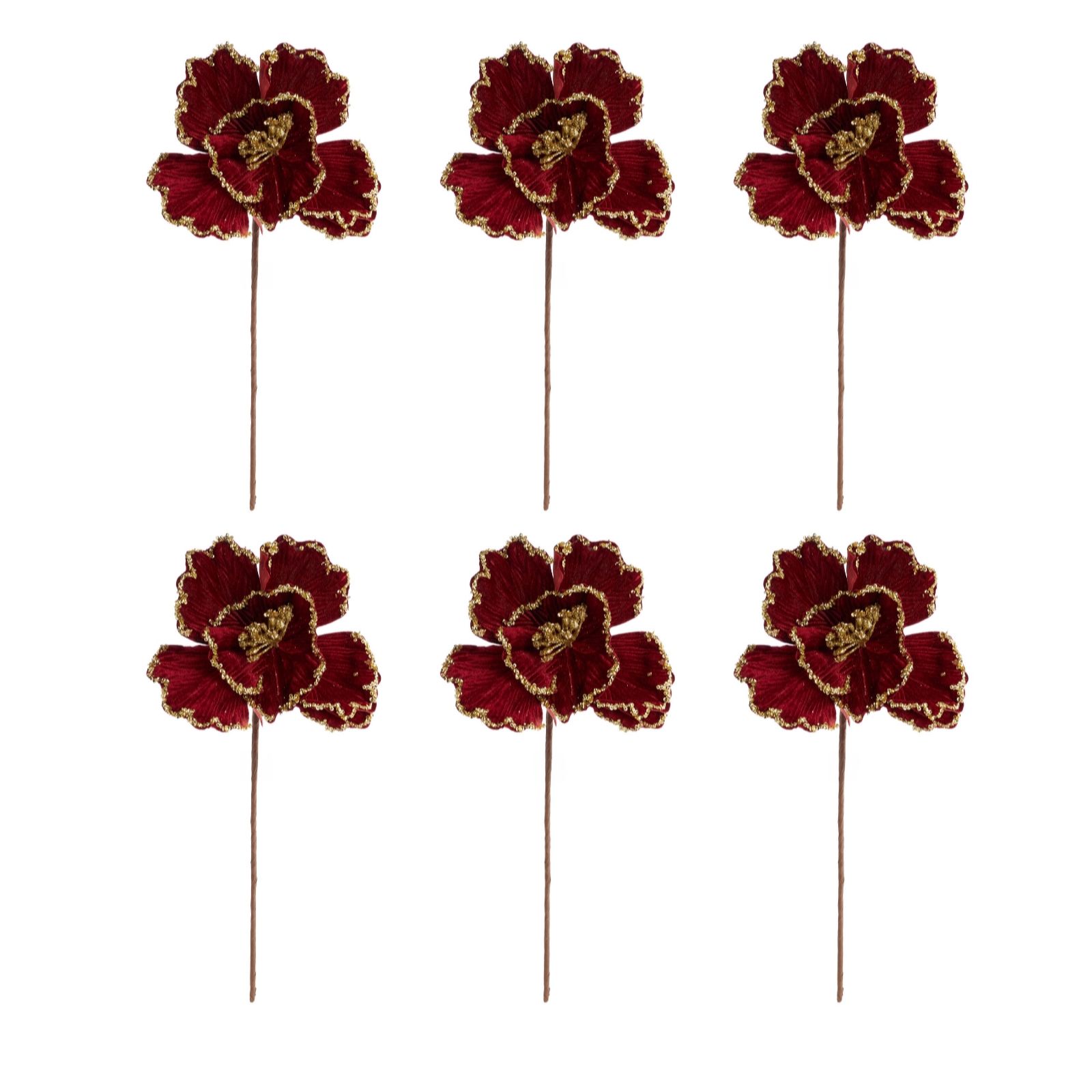 Outlet Home Stories Set Of 6 Velvet Poppy Stem Decorations