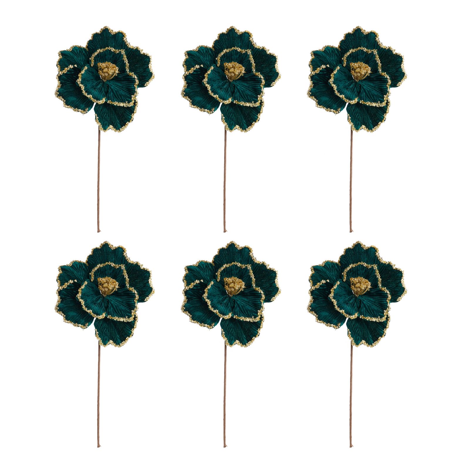Outlet Home Stories Set Of 6 Velvet Poppy Stem Decorations