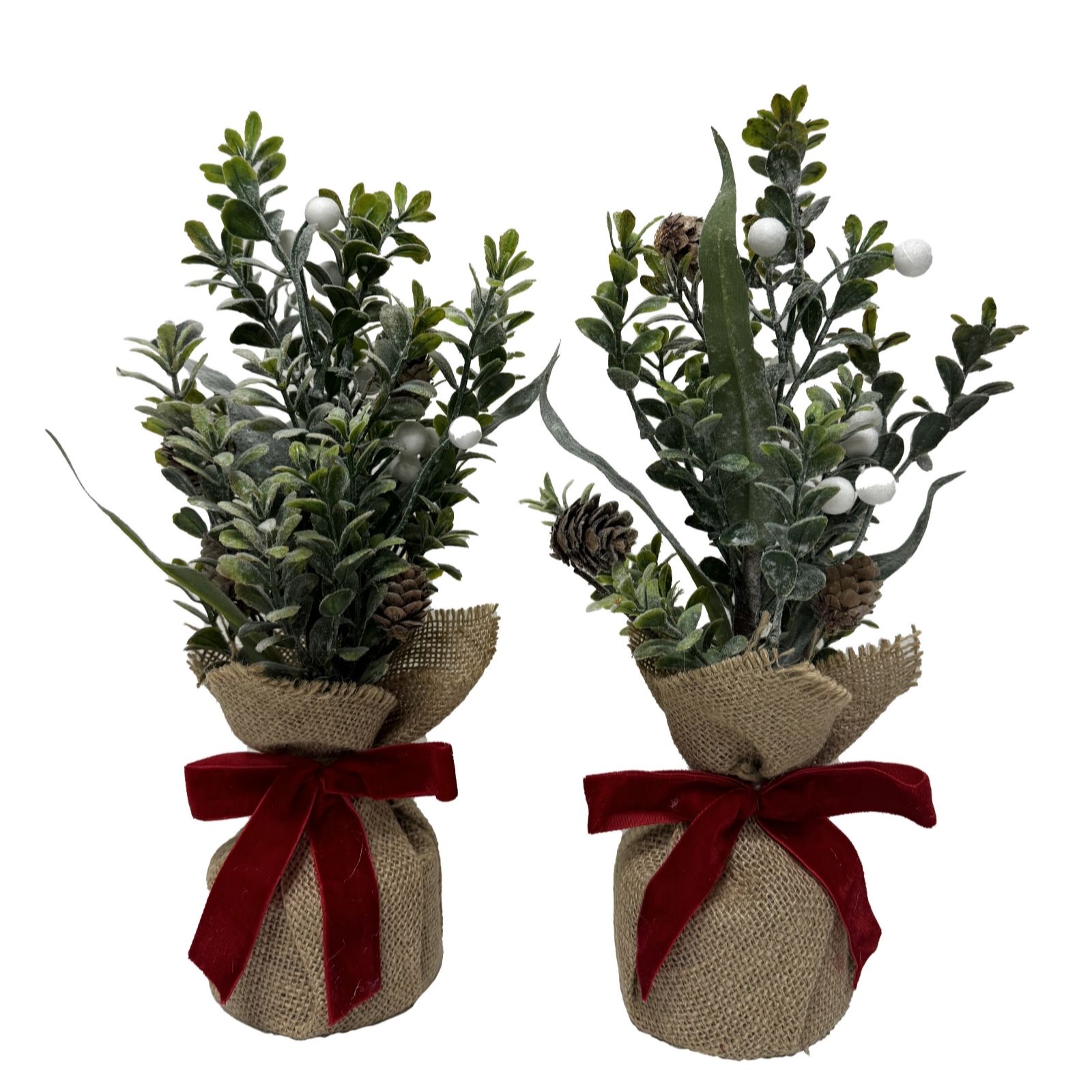 Sara By Sara Davies Set Of 2 Faux Winter Planter With Bow