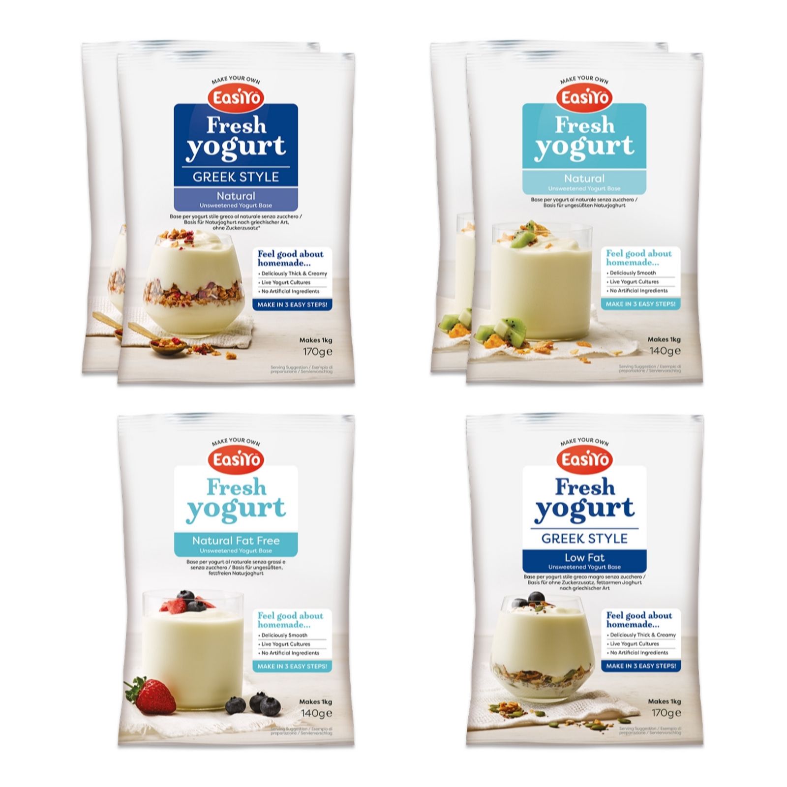 EasiYo Set of 6 Complete Natural Yoghurt Selection
