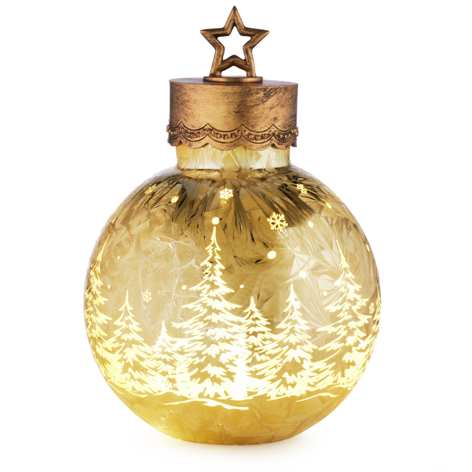 Home Stories 20cm Star Top Glass Pre Lit Bauble Decor