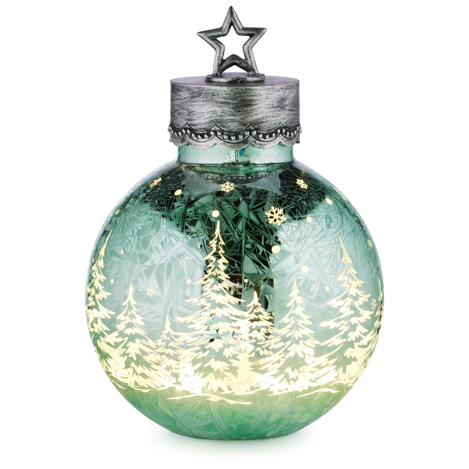 Home Stories 20cm Star Top Glass Pre Lit Bauble Decor