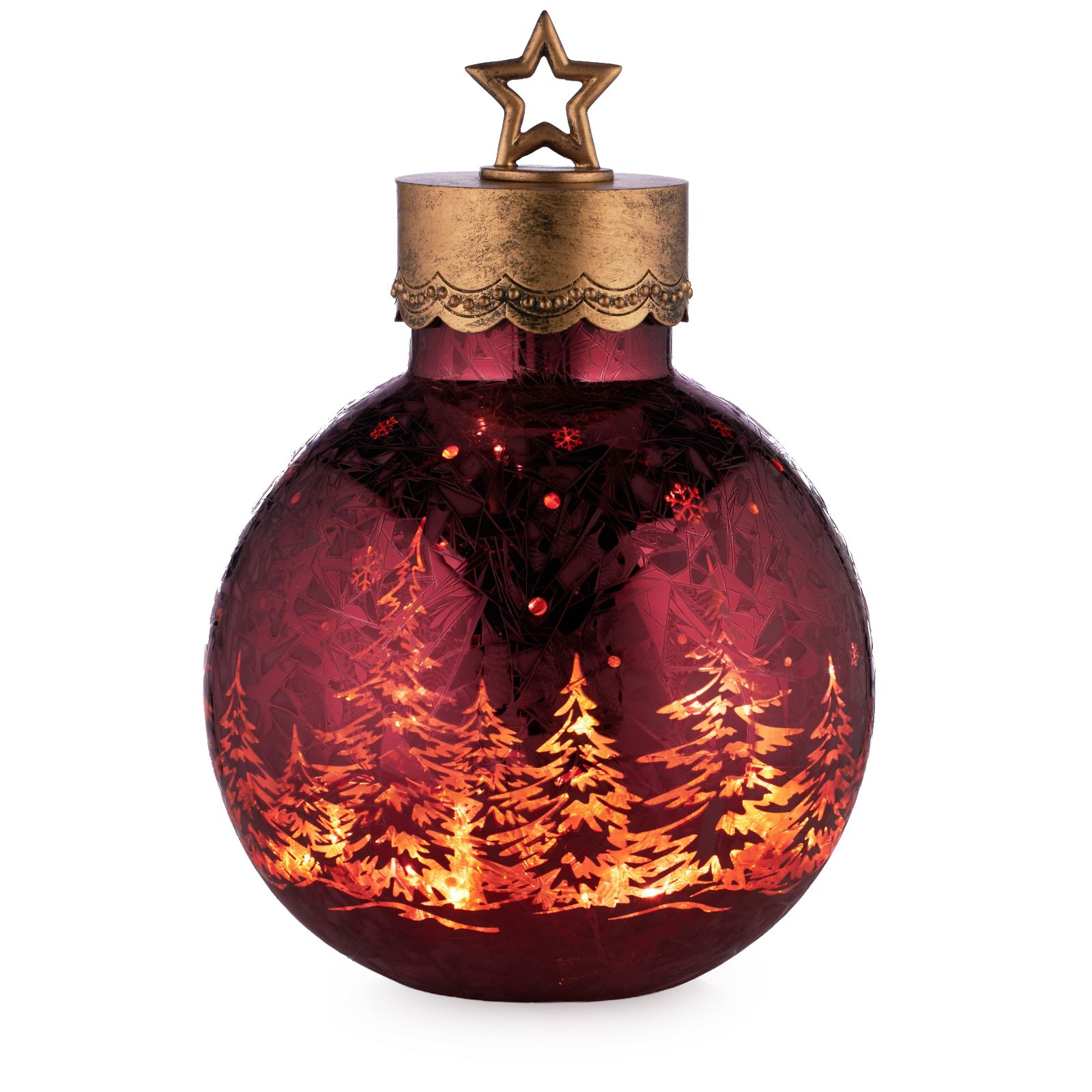 Home Stories 20cm Star Top Glass Pre Lit Bauble Decor