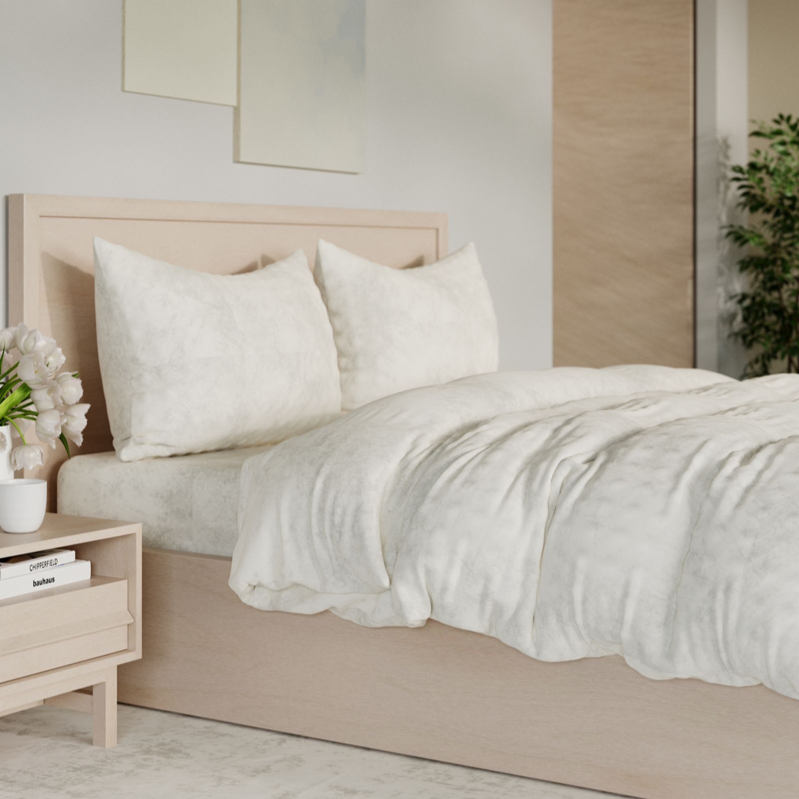 Cozee Home Luxury Velvetsoft Textured 4 Piece Duvet Set