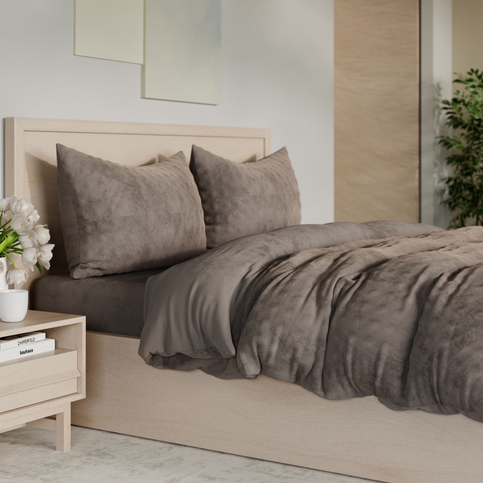 Cozee Home Luxury Velvetsoft Textured 4 Piece Duvet Set