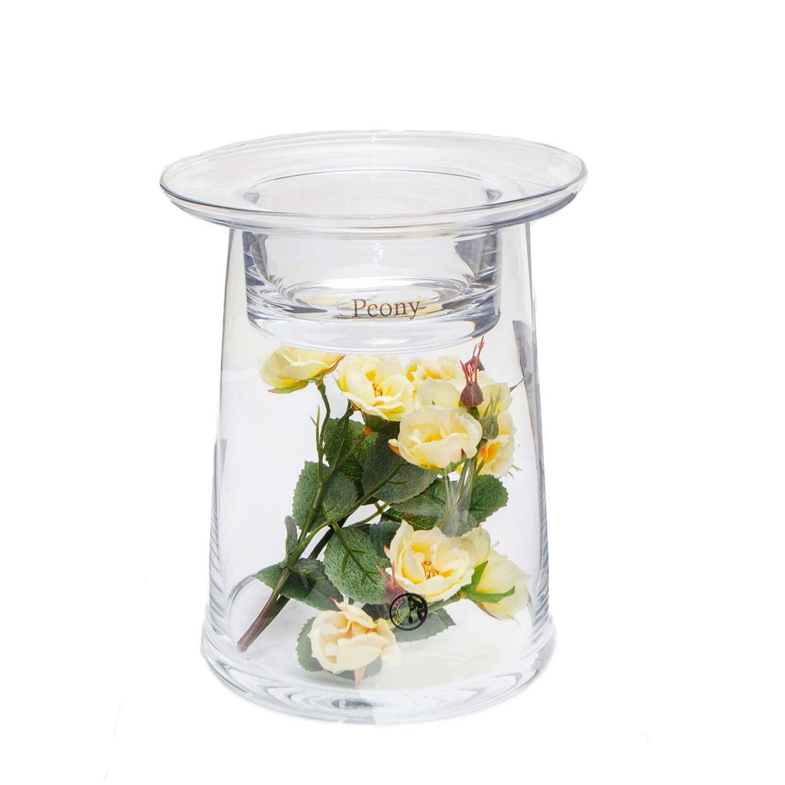 Peony Mini Roses in Candle Holder