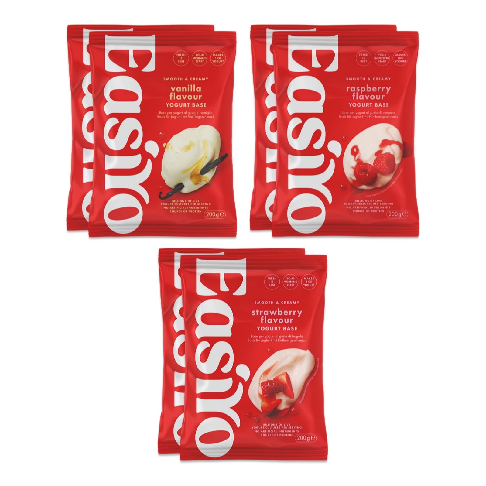 EasiYo Set of 6 Everyday Summer Berry & Vanilla Selection