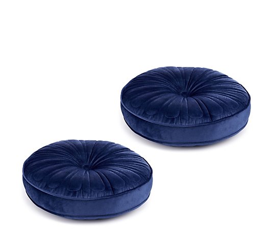 My Home Stories Set Of 2 Round Velvet Cushions