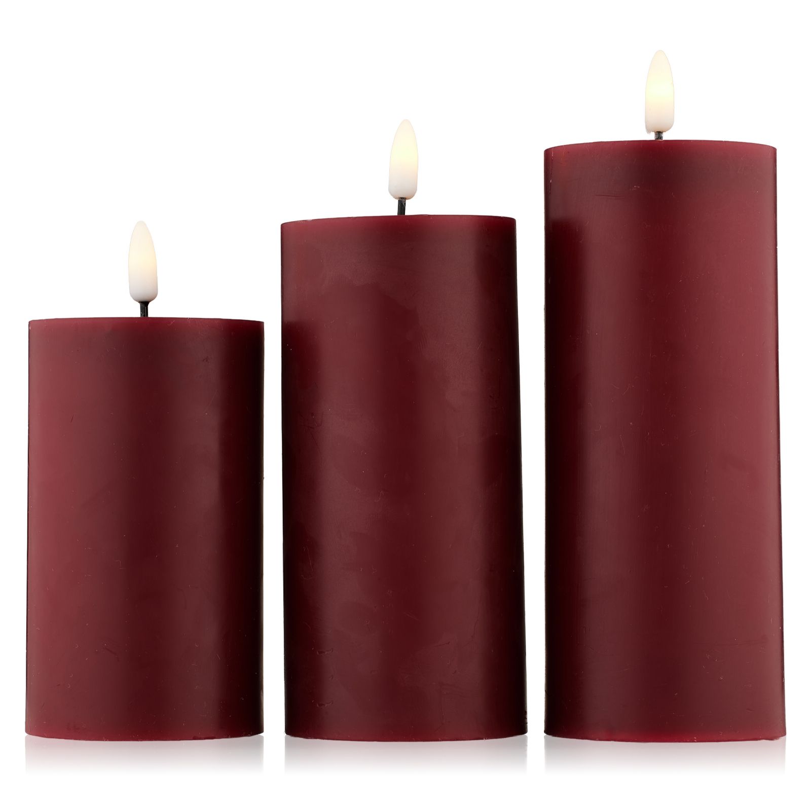 Home Stories Set of 3 Flickering Wax Remote Candles 12/15/17cm
