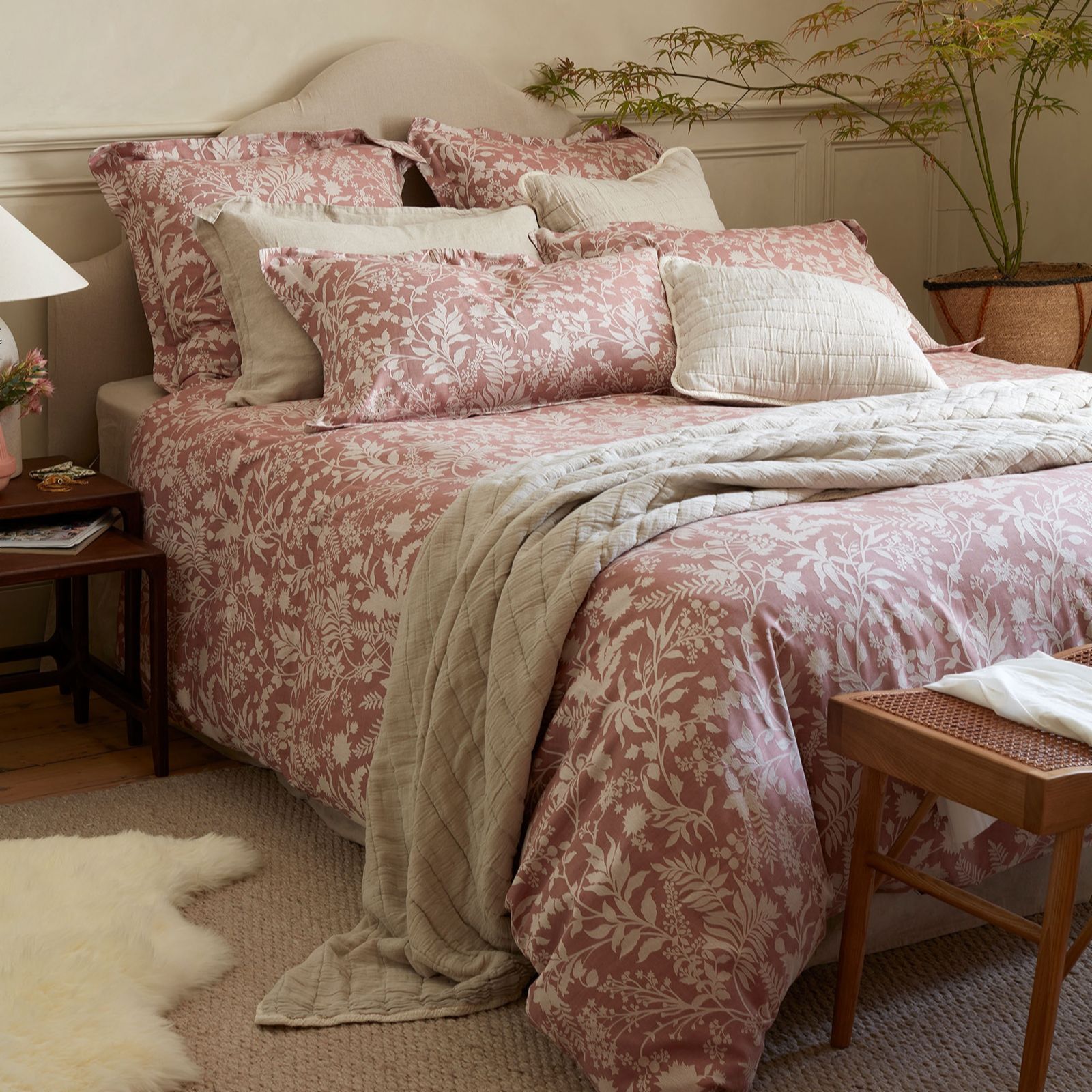 Secret Linen Store Fern 100% Cotton Jacquard 4 Piece Duvet Set