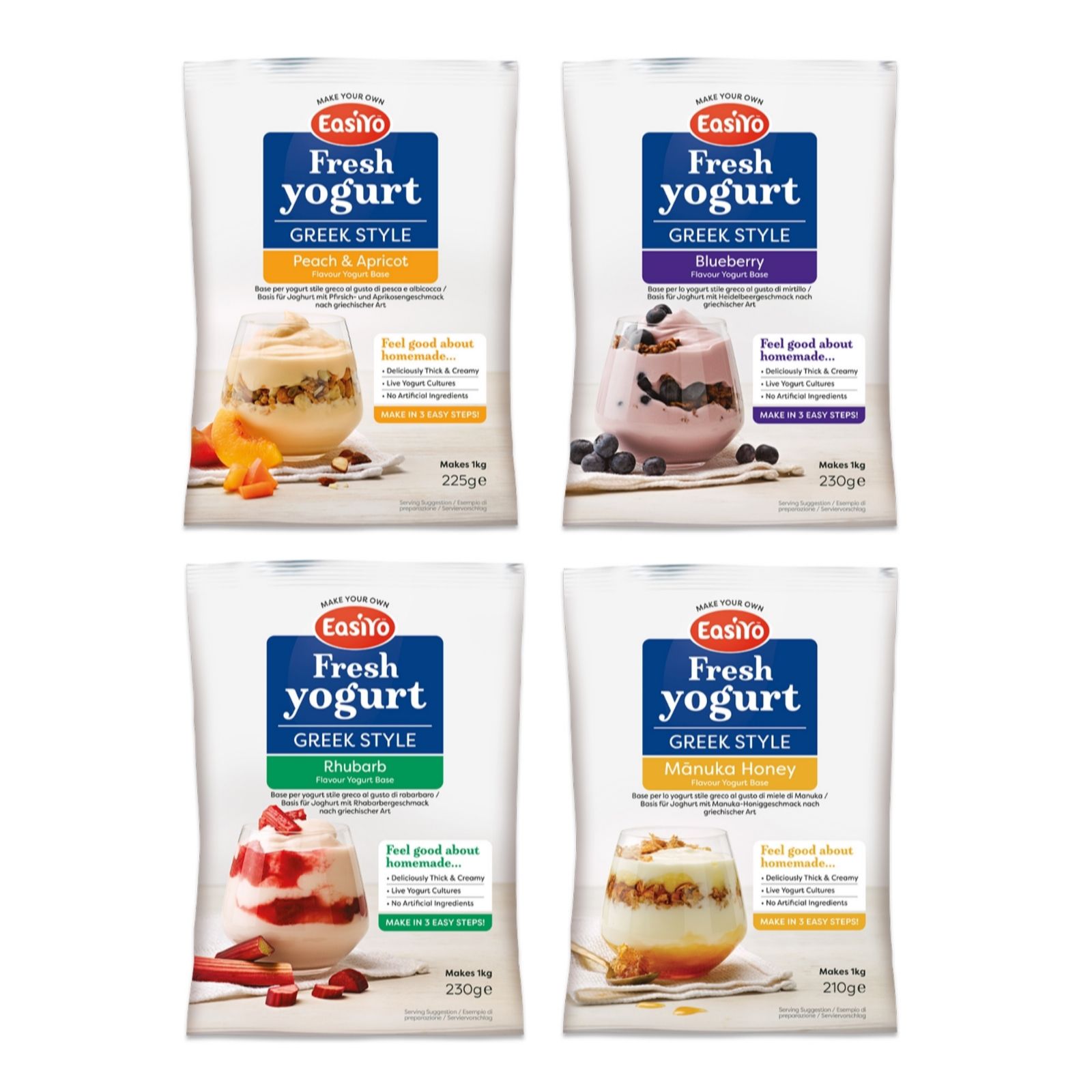 Easiyo Set of 4 Greek Style Fruit & Honey Selection