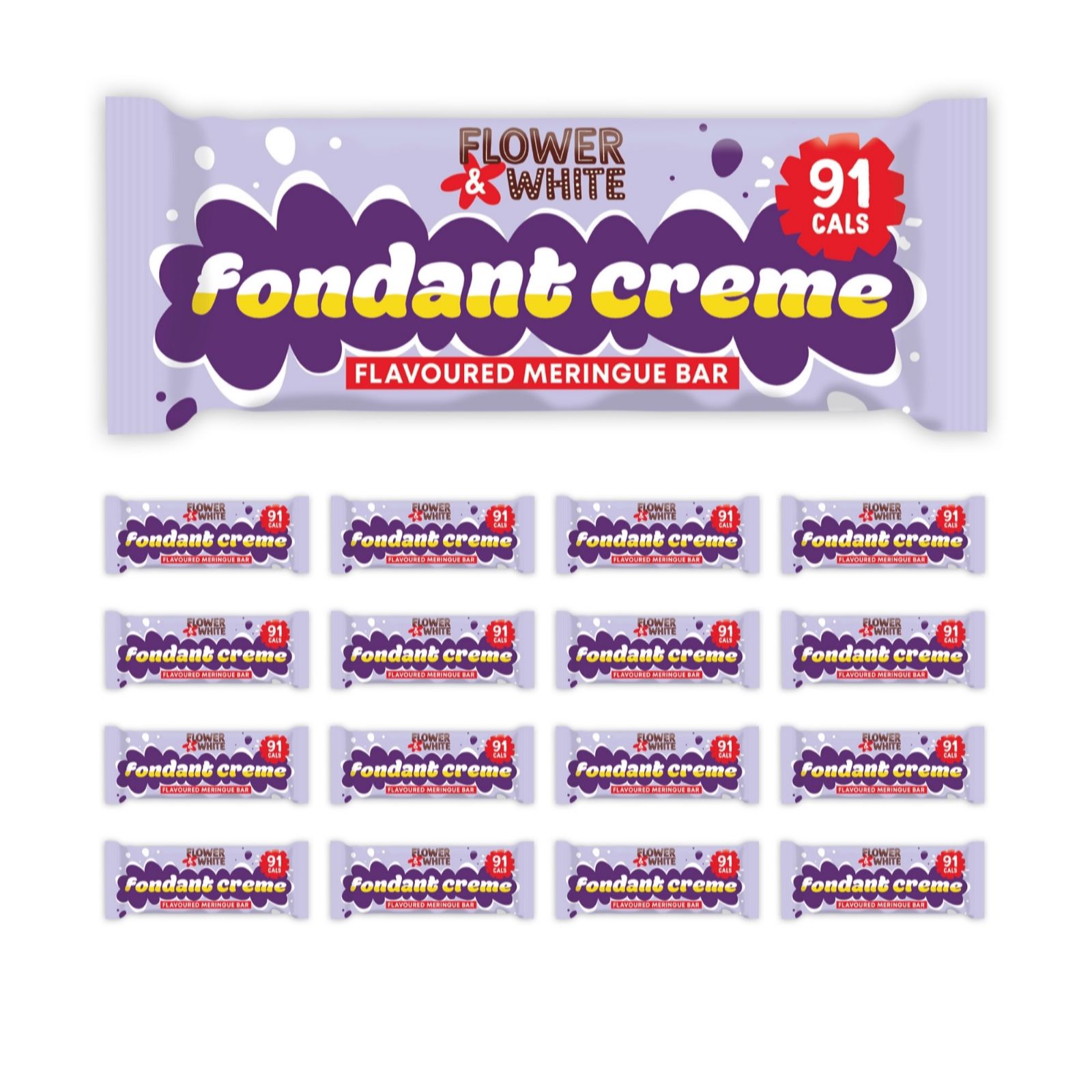 Flower & White 20 Piece Fondant Creme Meringue Bars