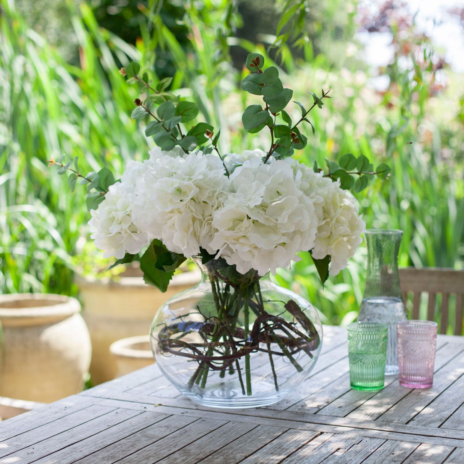 Peony Hydrangeas and Eucalptus with Willow Twig in Large