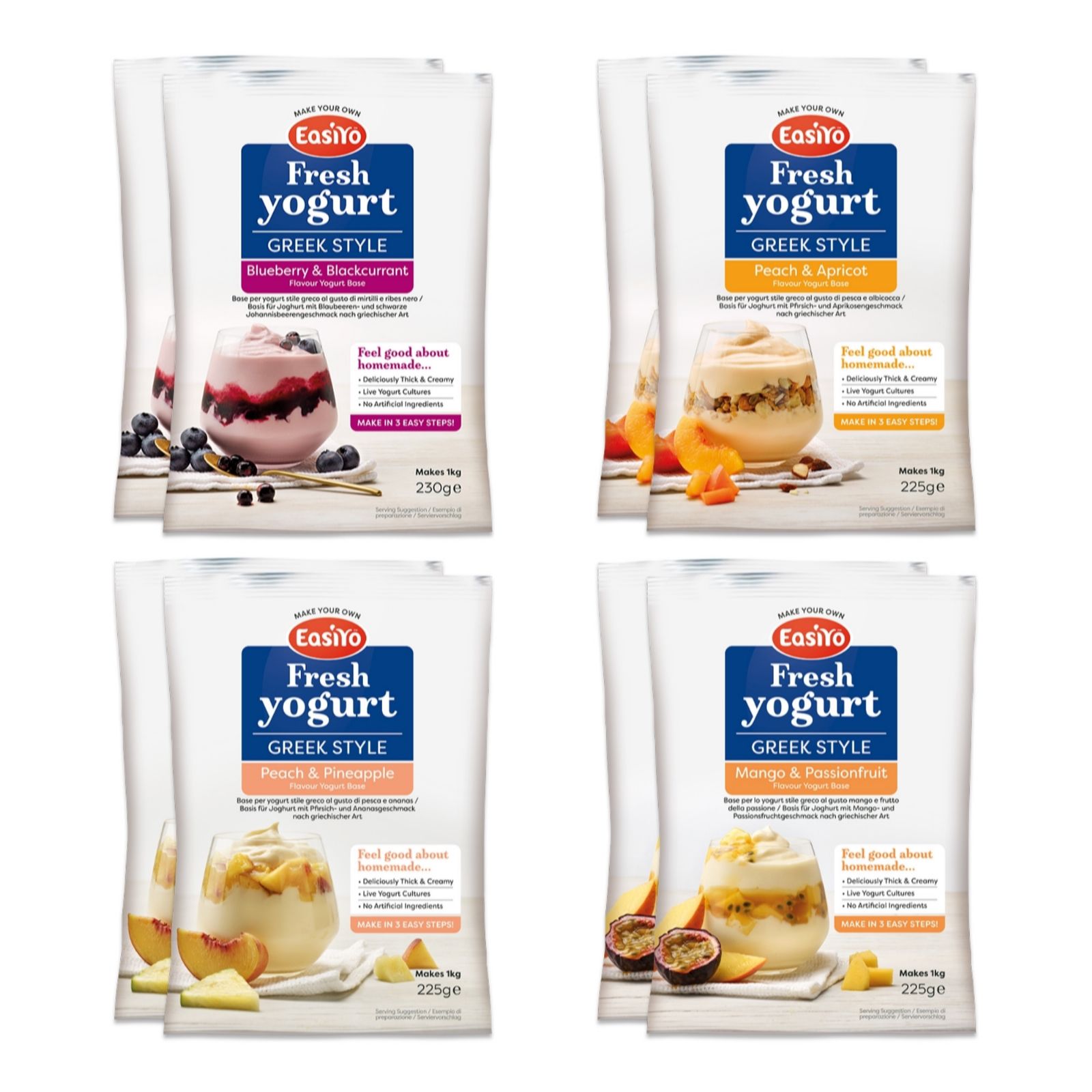 Easiyo Set of 8 Duo Flavour Greek Style Yoghurt Selection