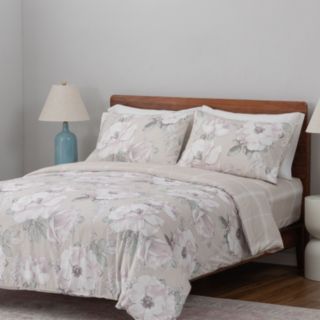 Supersoft by Cozee Home Reversible Floral 4 Piece Duvet Set