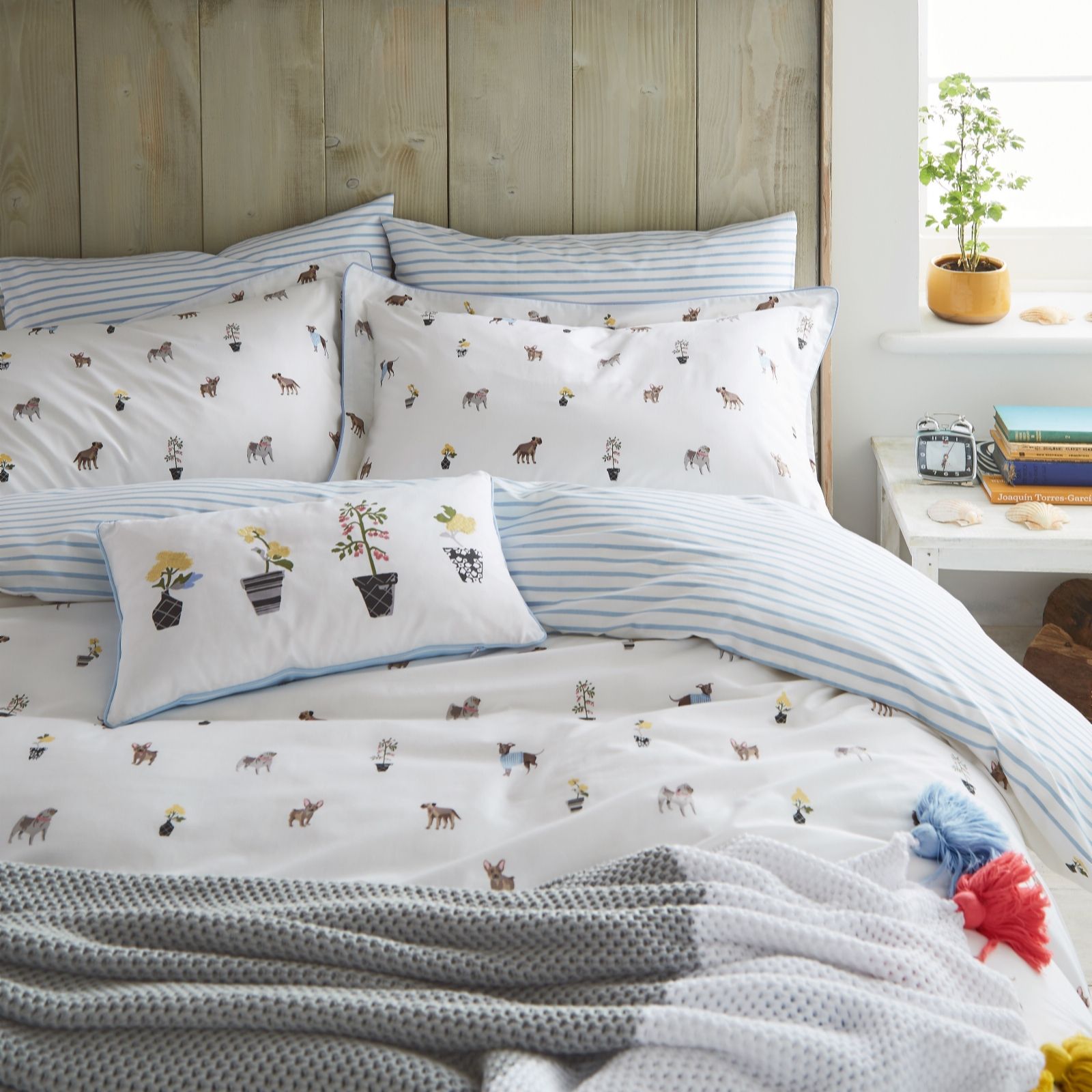 Joules Garden Dogs 3 Piece Duvet Set Qvc Uk